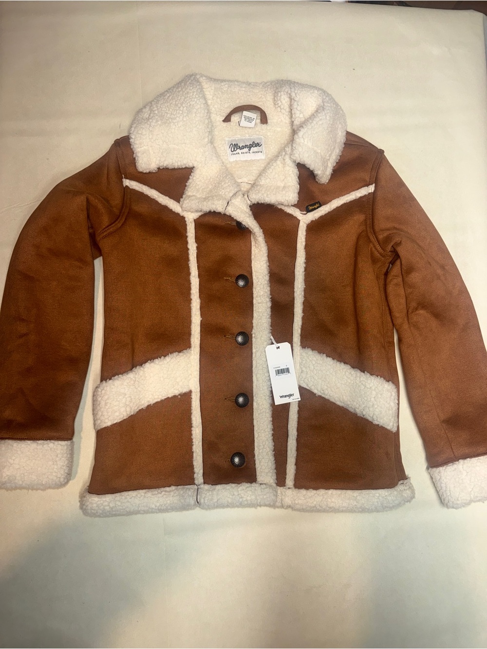 Wrangler Brown Shearling-Trim Pea Coat